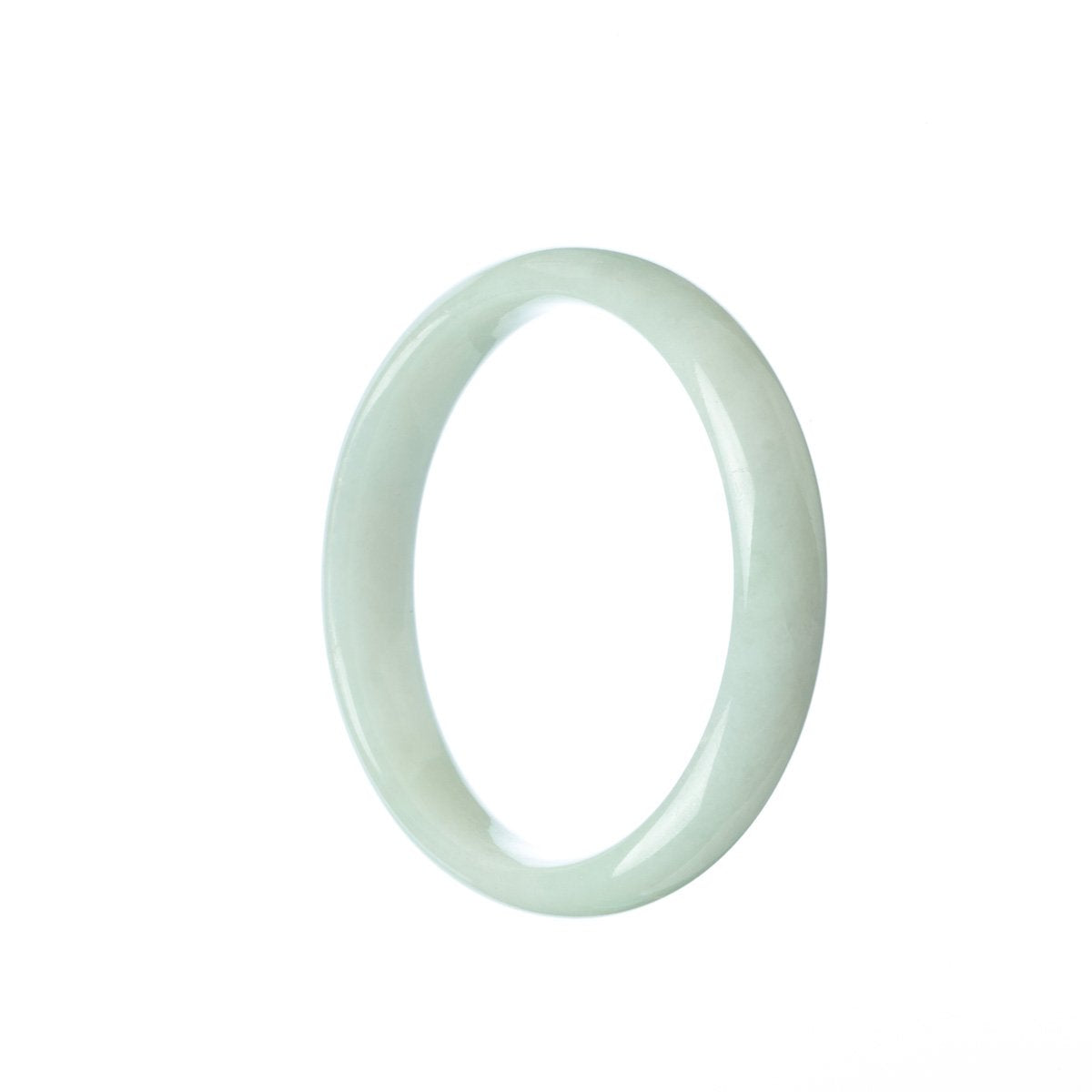 A pale green traditional jade bangle bracelet with a half-moon shape, made from high-quality authentic Grade A jade.