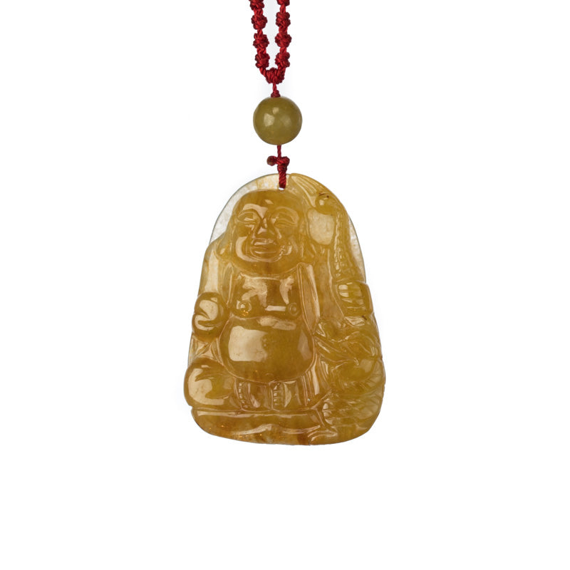 Standing Laughing Buddha Jade Pendant - MAYS