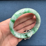 62.1mm Light Grey with Apple Green and Green Patterns Jade Bangle Bracelet