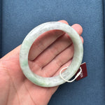 Genuine Grade A Light Grey and Light Green with Grey and Light Brown Spots Jadeite Jade Bracelet - 63mm Half Moon