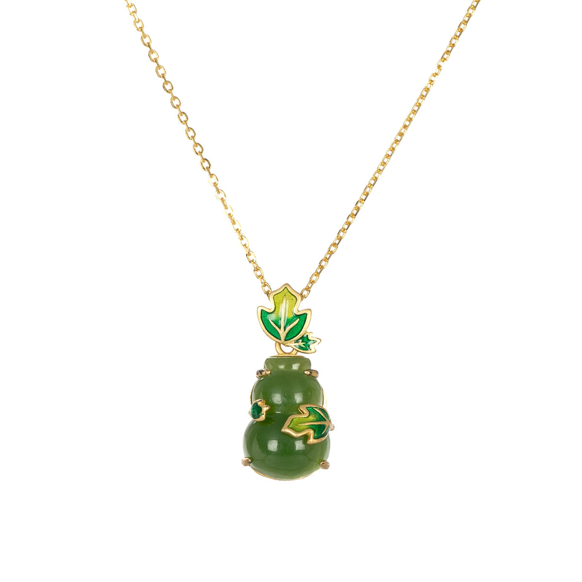 Leafy Hulu Hetain Jade Necklace in 925 Silver