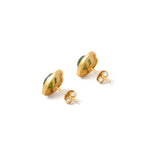 Golden Heartbeat – Green Jade Heart Stud Earrings in Gold Vermeil