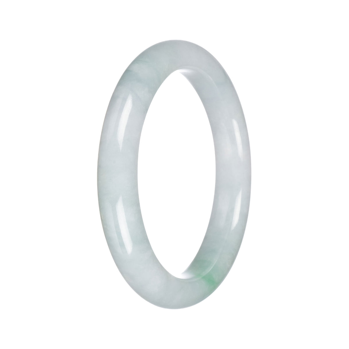 Real Untreated Green Traditional Jade Bangle - 63mm Semi Round