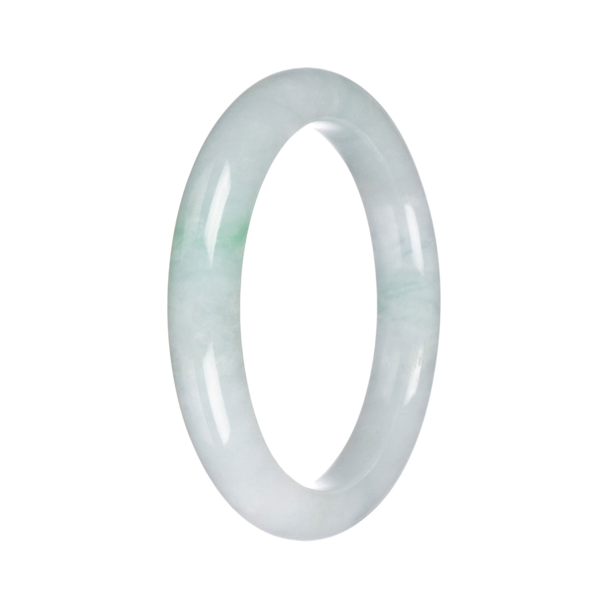 Real Untreated Green Traditional Jade Bangle - 63mm Semi Round