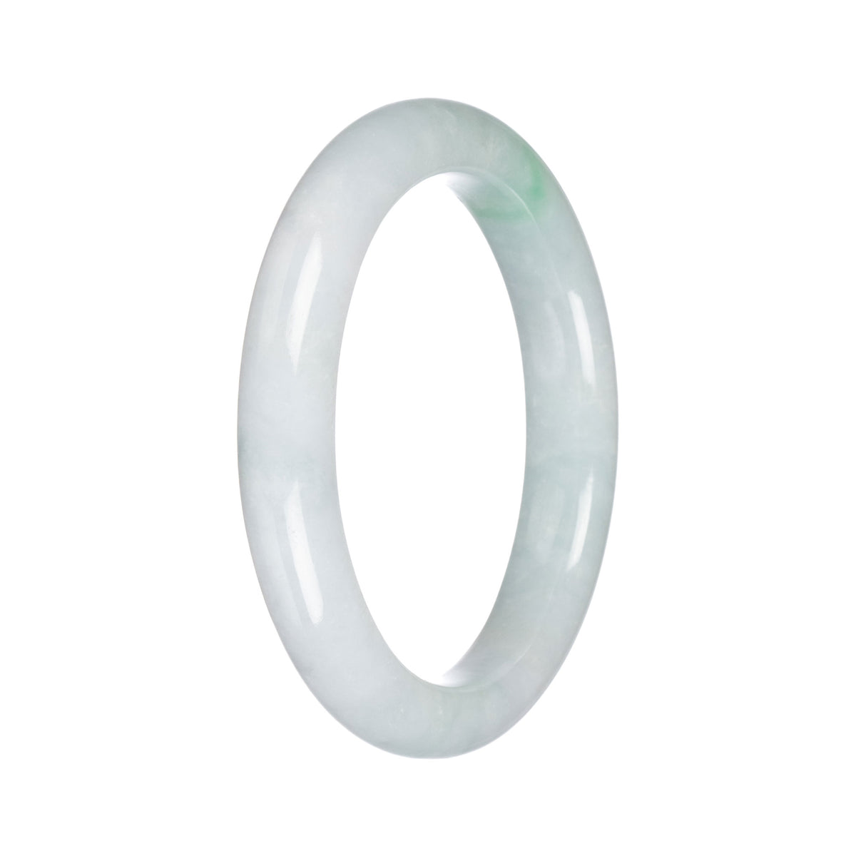 Real Untreated Green Traditional Jade Bangle - 63mm Semi Round