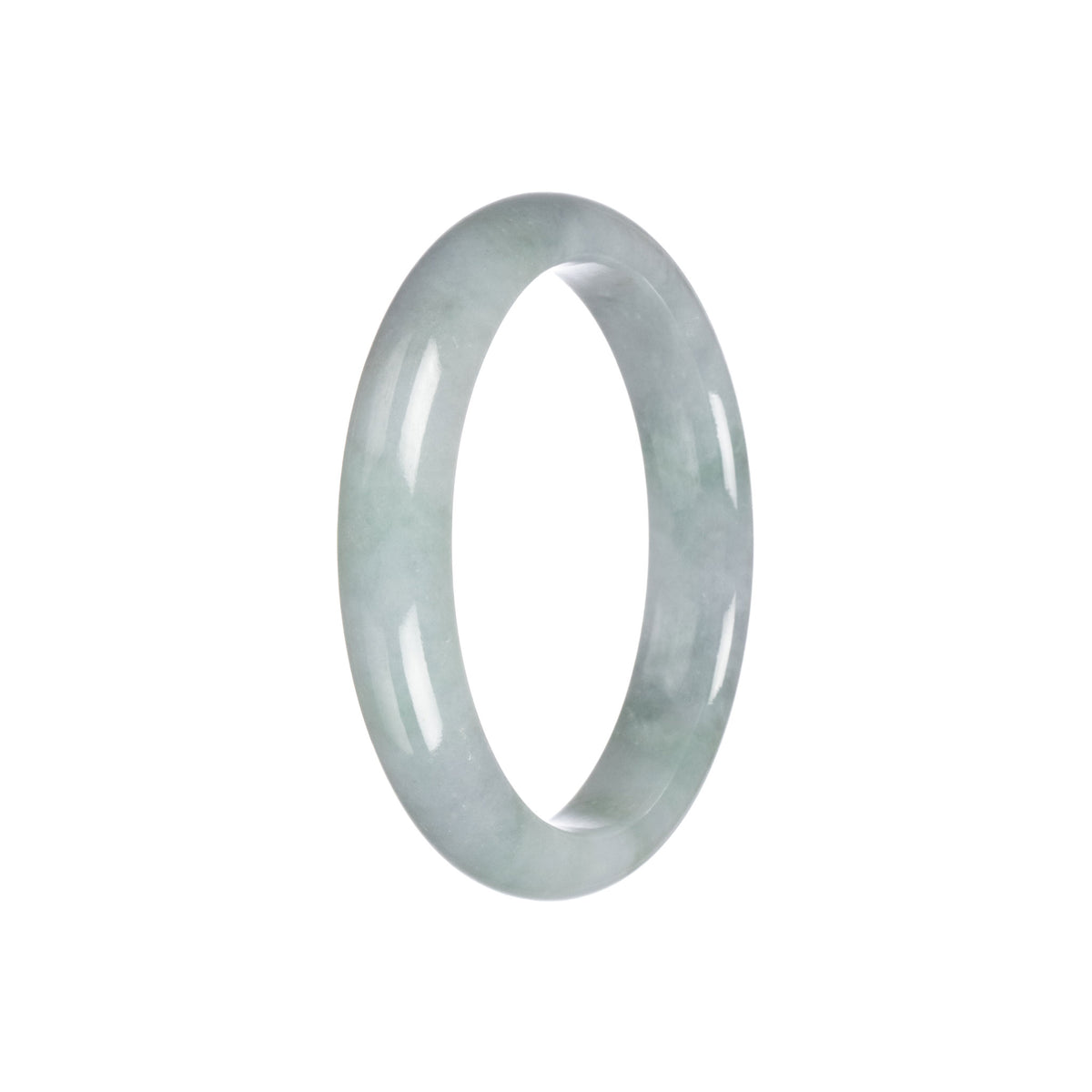 Genuine Type A Grey Jadeite Jade Bangle - 55mm Half Moon