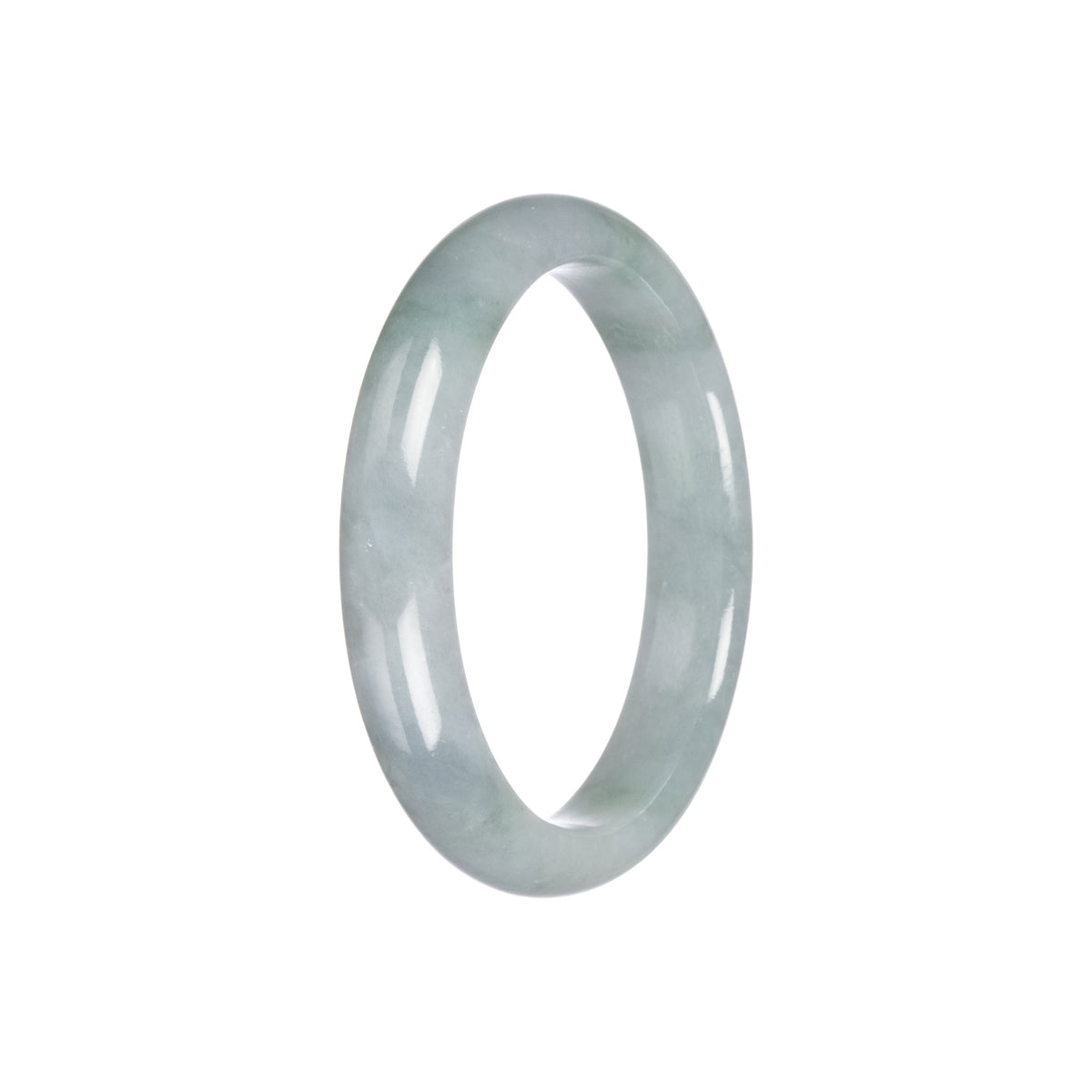 Genuine Type A Grey Jadeite Jade Bangle - 55mm Half Moon