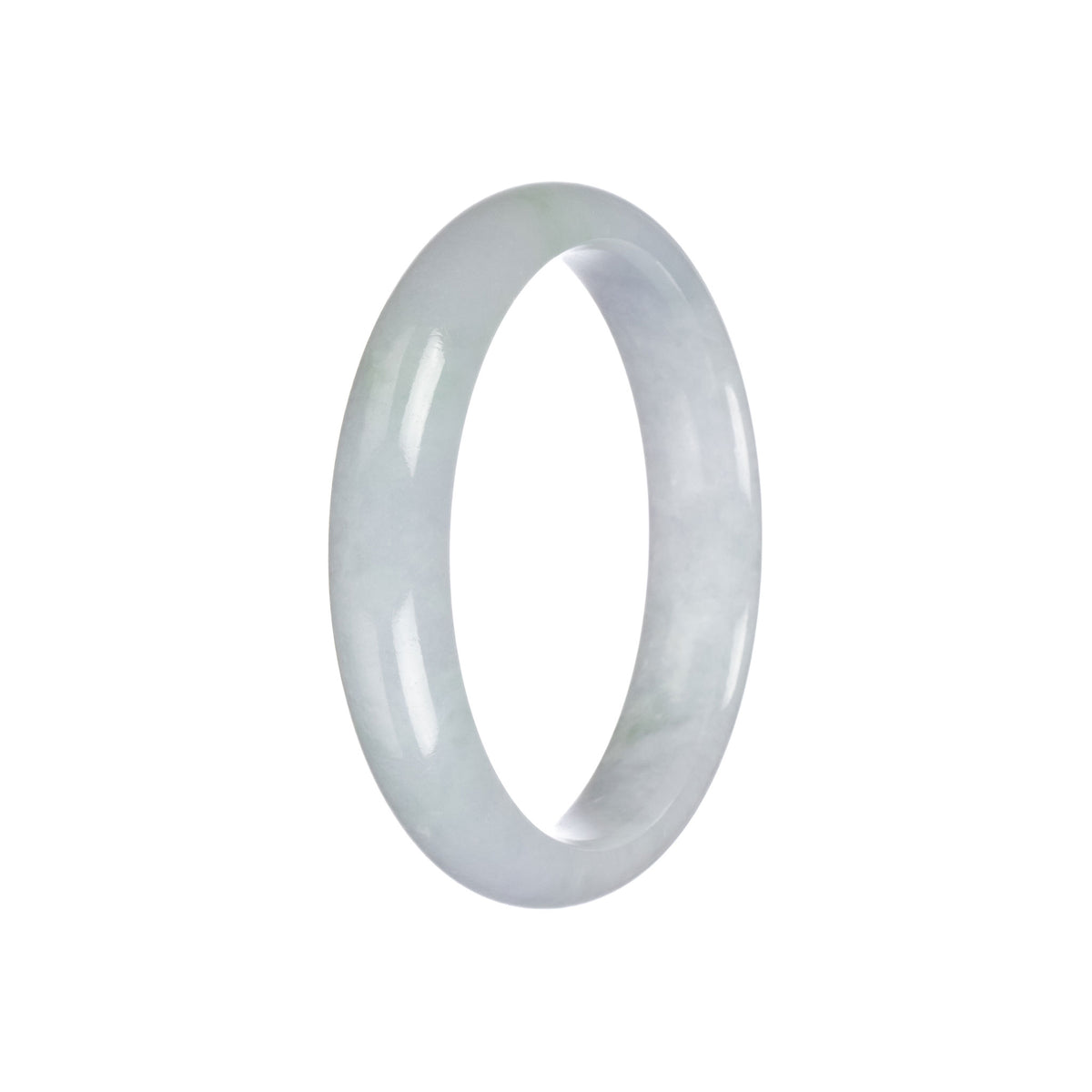 Genuine Grade A White Jadeite Jade Bangle Bracelet - 57mm Half Moon