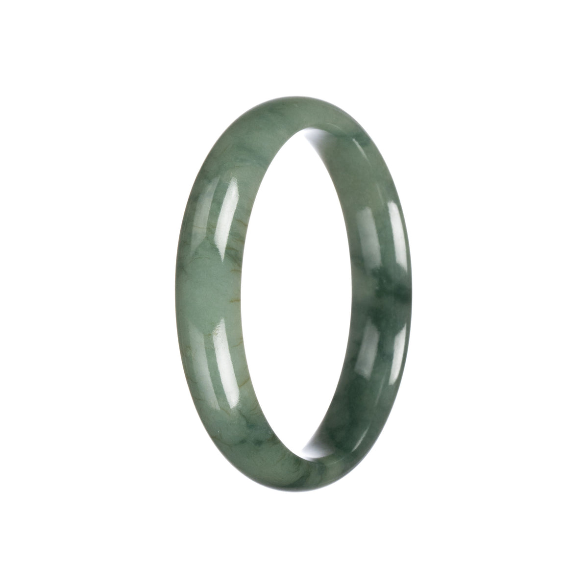 Genuine Untreated Green Traditional Jade Bangle Bracelet - 59mm Half Moon