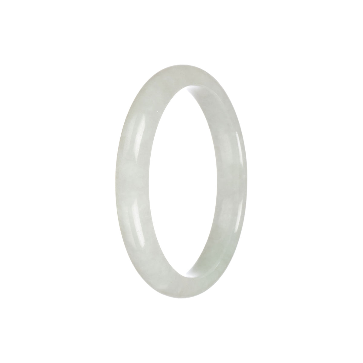 Authentic Type A Pale Green Jade Bangle - 57mm Semi Round