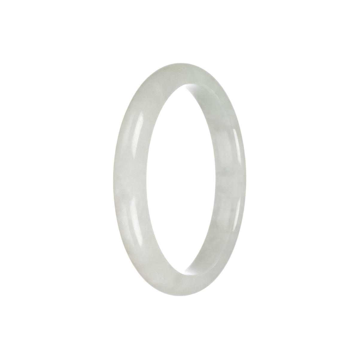 Authentic Type A Pale Green Jade Bangle - 57mm Semi Round