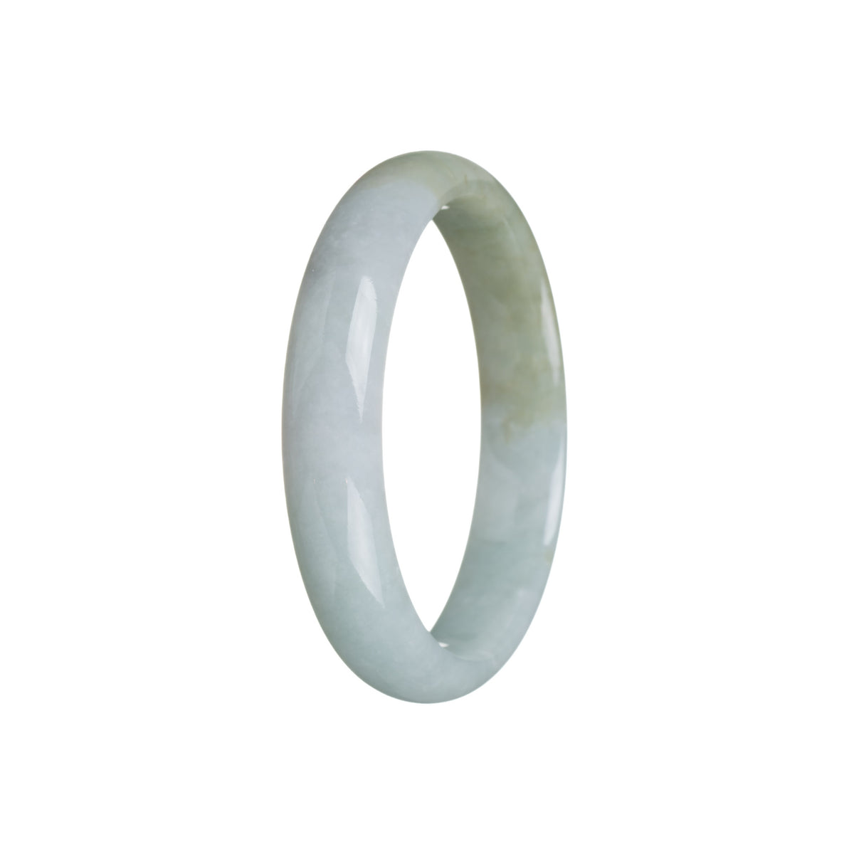 Certified Untreated Light green with olive green Burma Jade Bangle Bracelet - 56mm Half Moon