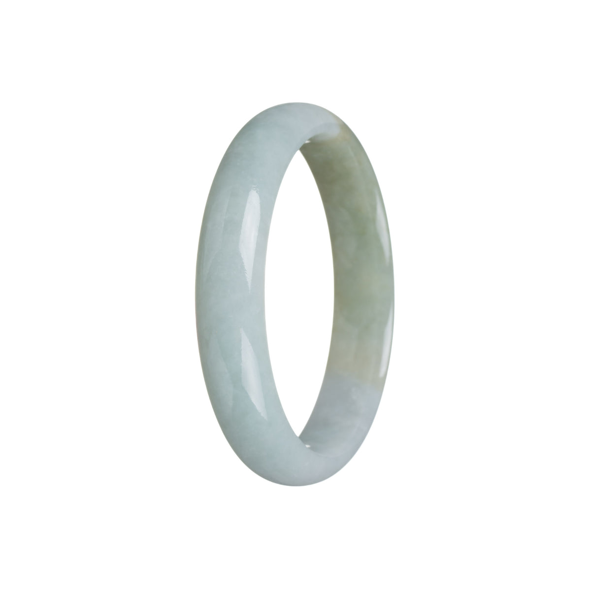 Certified Untreated Light green with olive green Burma Jade Bangle Bracelet - 56mm Half Moon