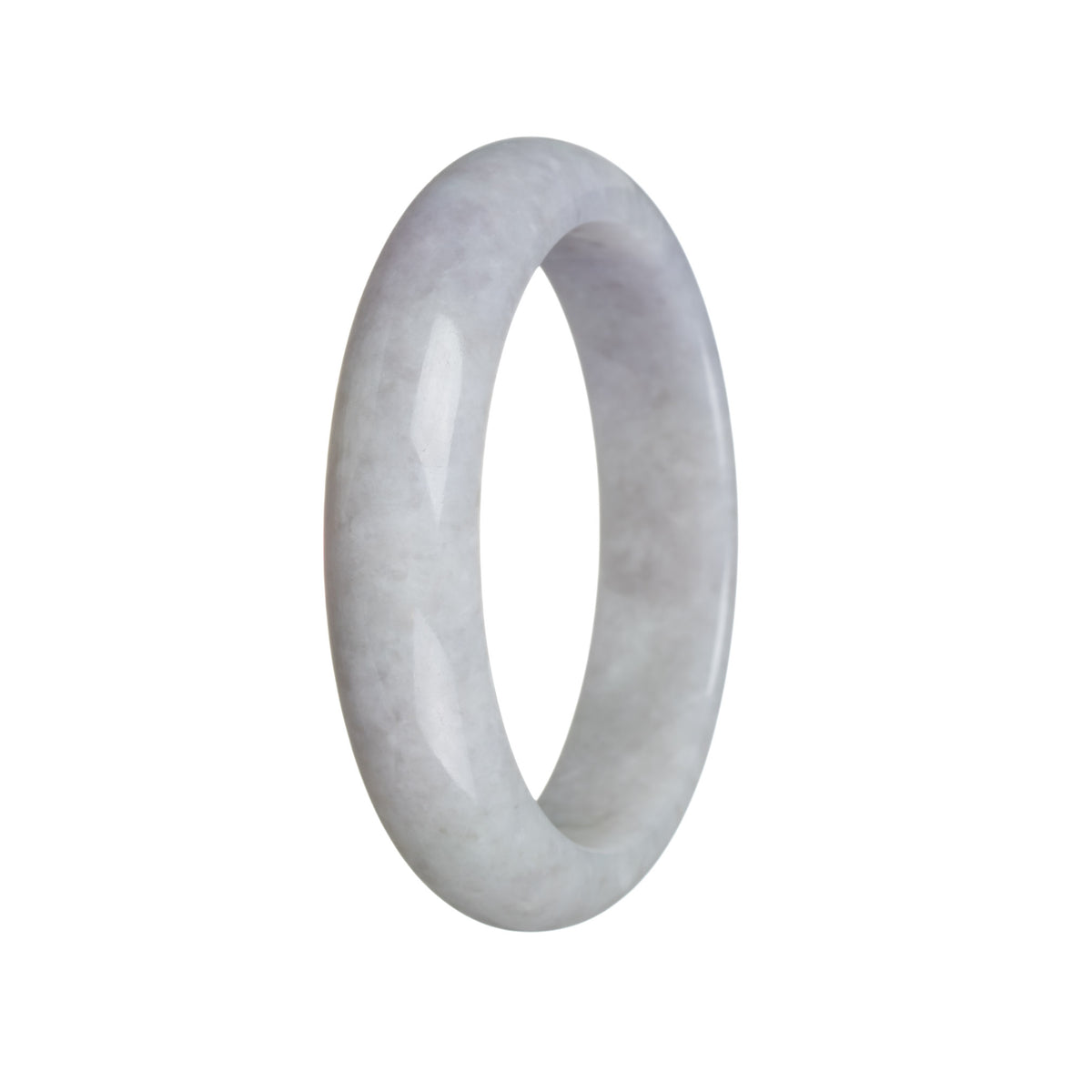 Genuine Untreated Pale Grey Jadeite Bangle - 61mm Half Moon