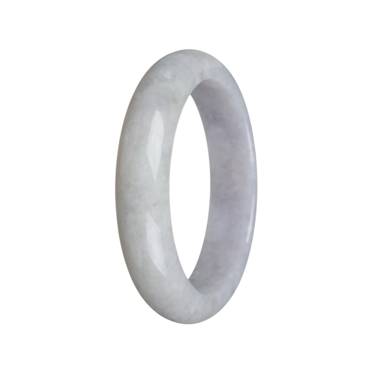 Genuine Untreated Pale Grey Jadeite Bangle - 61mm Half Moon