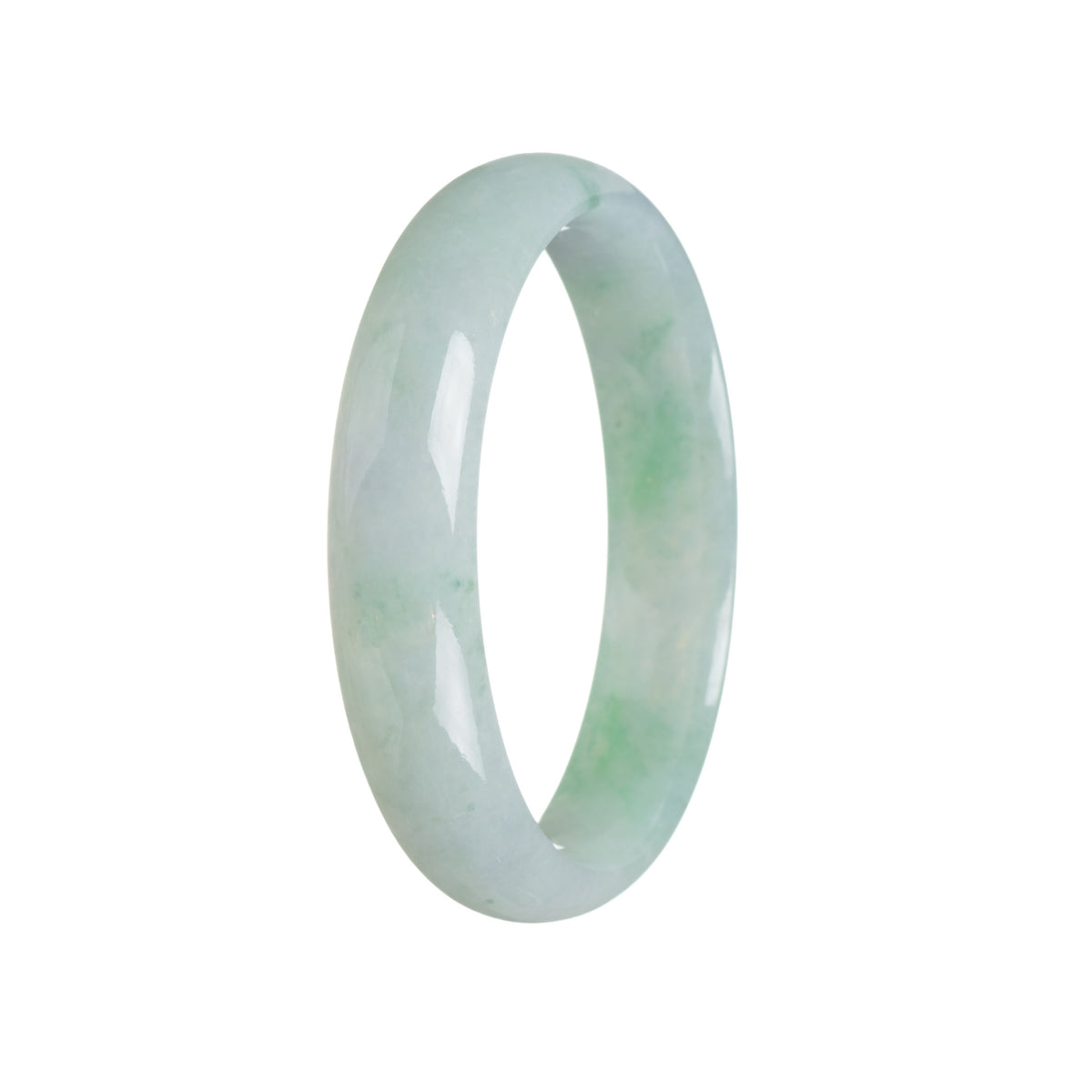 Authentic Untreated Icy Apple Green Burmese Jade Bracelet - 56mm Half Moon