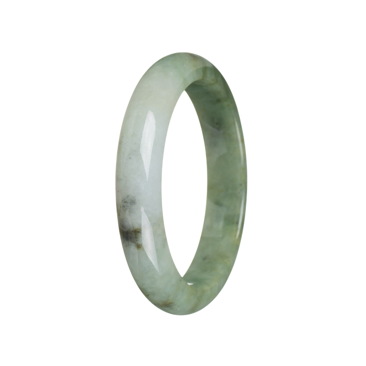 Authentic Untreated Green Burmese Jade Bangle Bracelet - 60mm Semi Round