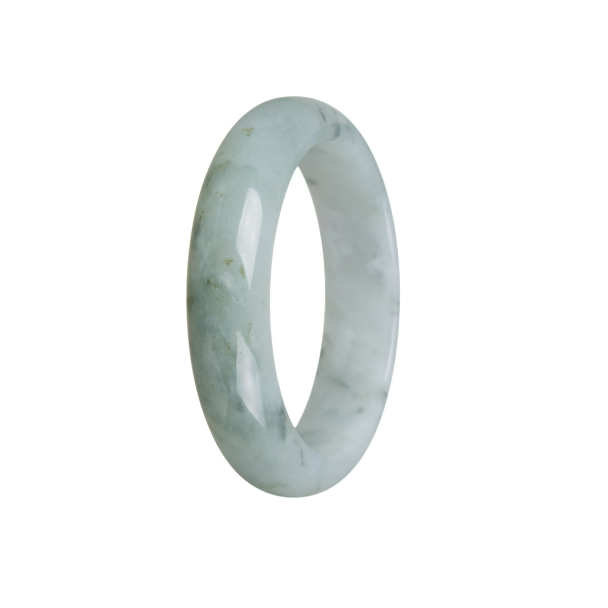 Real Natural Pale Green Burma Jade Bangle Bracelet - 55mm Half Moon