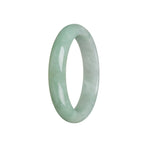 Real Grade A White and Light Green Burmese Jade Bangle - 55mm Half Moon
