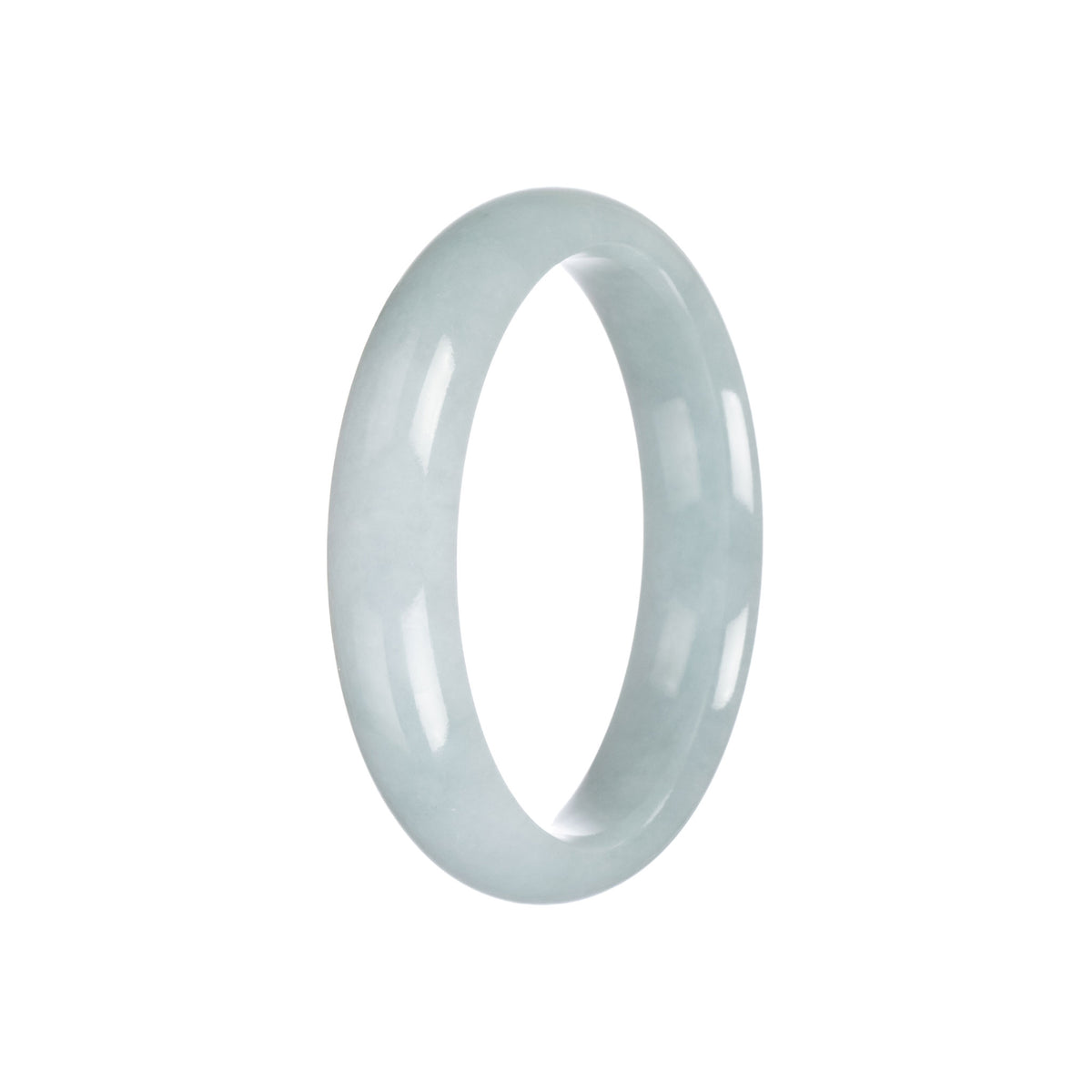 Authentic Grade A Light Green Traditional Jade Bangle - 56mm Half Moon