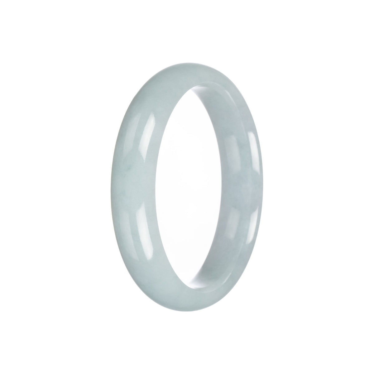 Authentic Grade A Light Green Traditional Jade Bangle - 56mm Half Moon