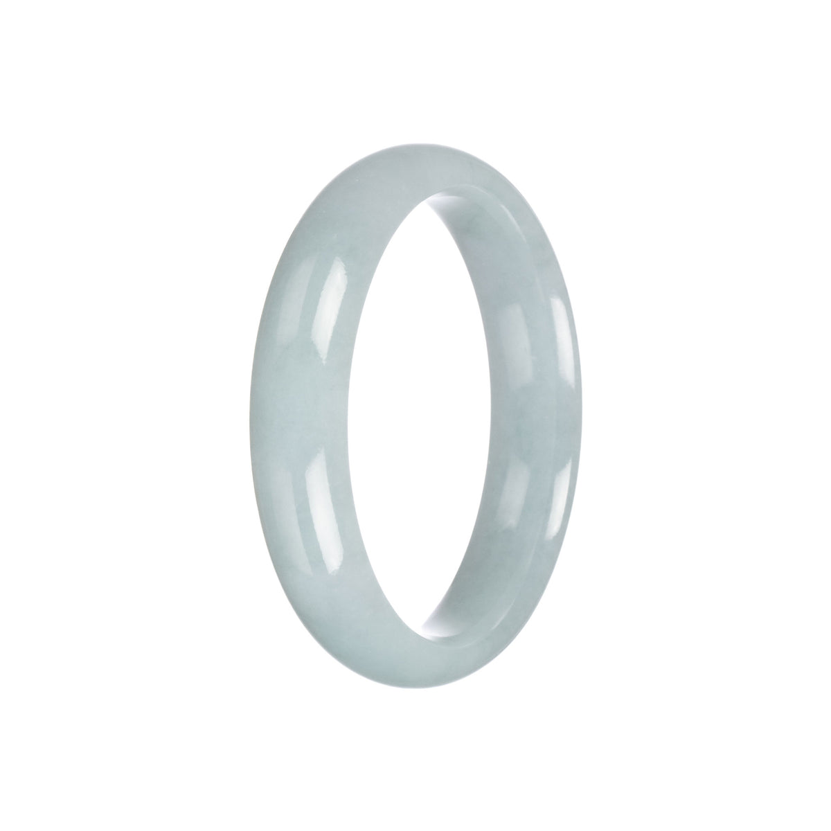 Authentic Grade A Light Green Traditional Jade Bangle - 56mm Half Moon