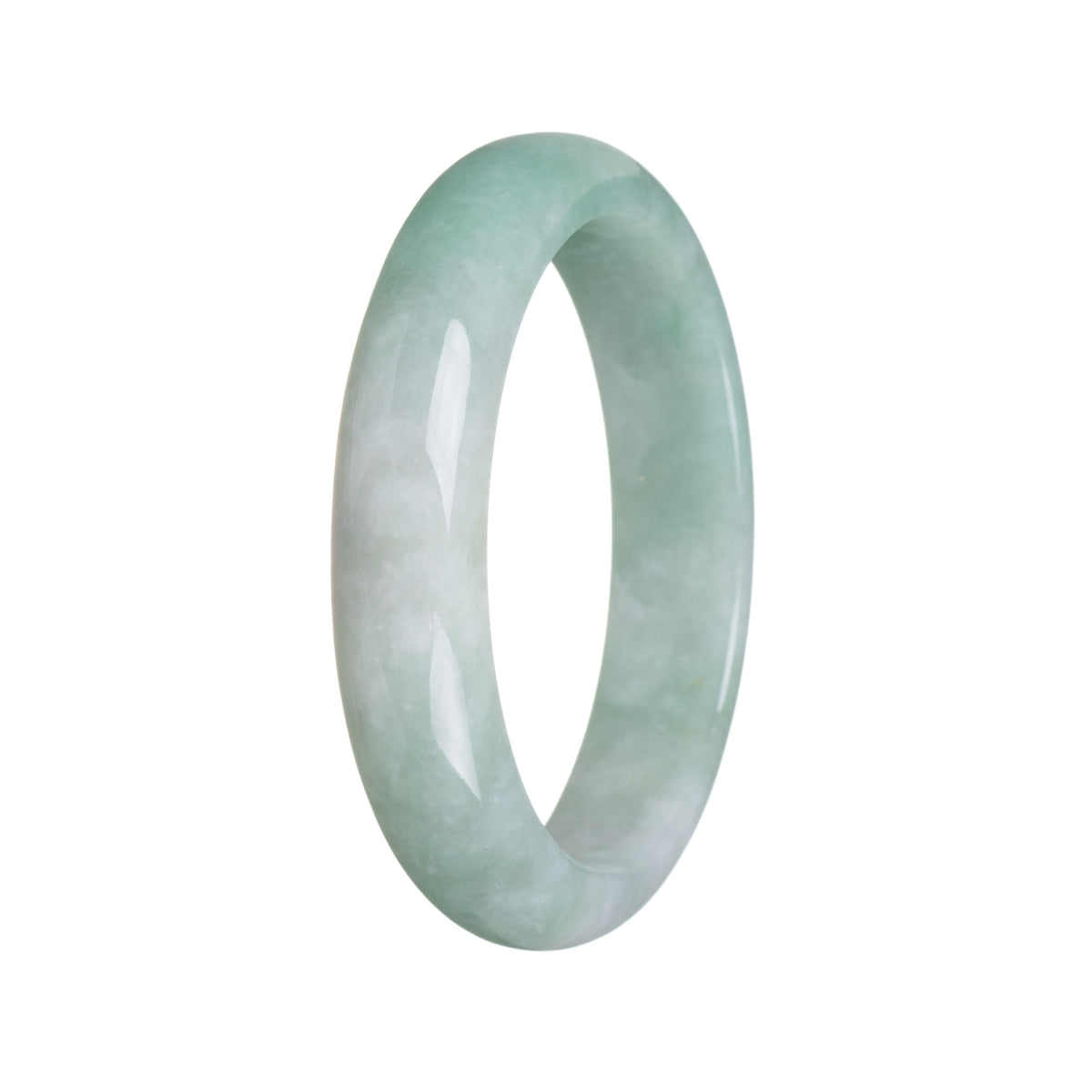 Genuine Type A Green Jadeite Bangle - 57mm Half Moon