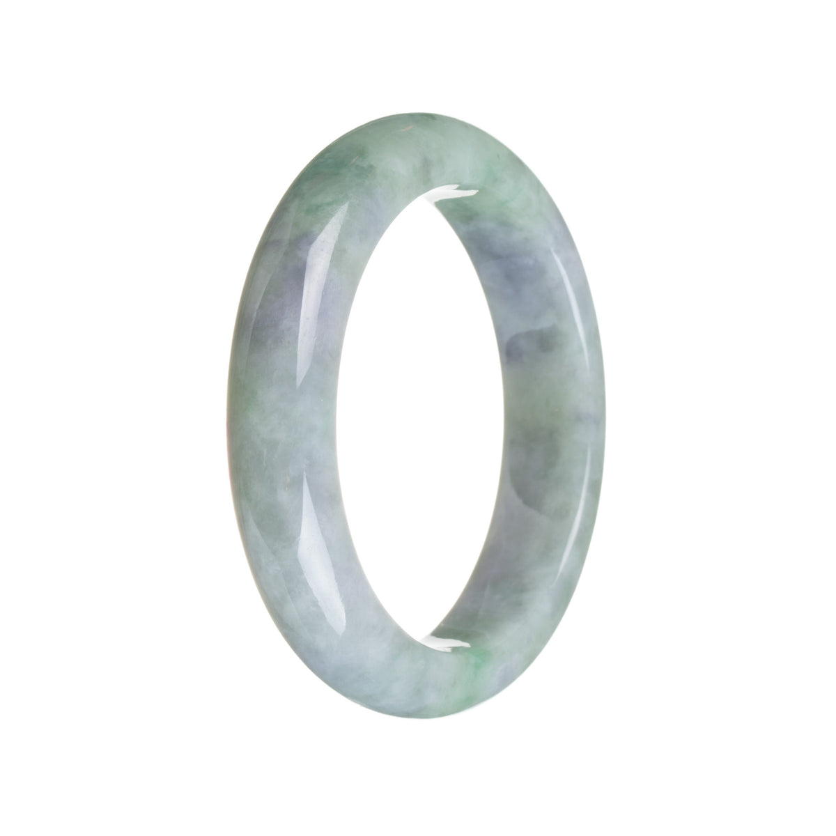 Genuine Natural Greyish Lavender With Light Green Traditional Jade Bangle Bracelet - 55mm Semi Round