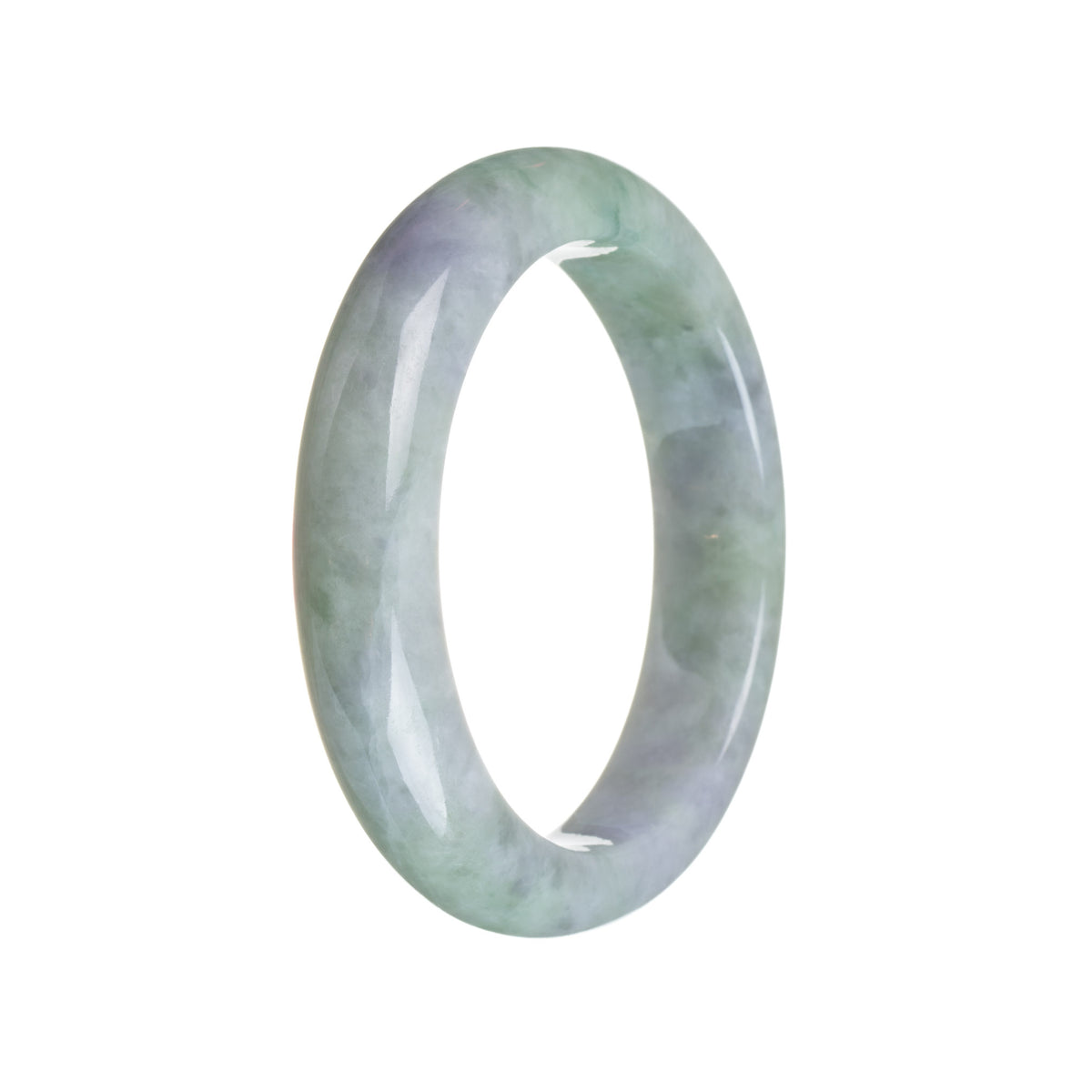 Genuine Natural Greyish Lavender With Light Green Traditional Jade Bangle Bracelet - 55mm Semi Round