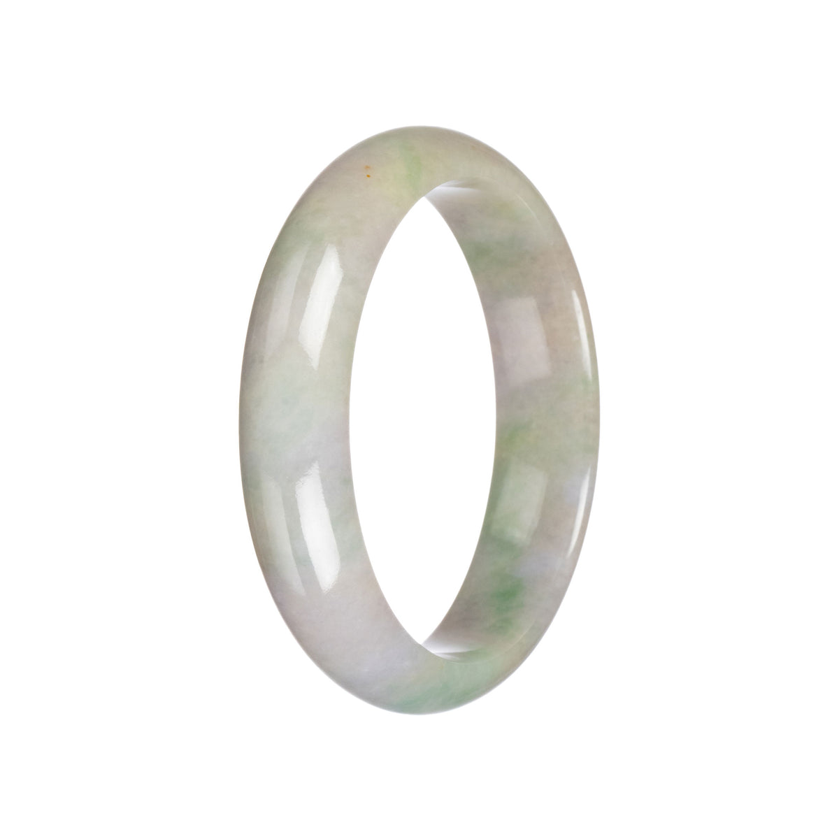 Real Grade A Lavender and Green Traditional Jade Bangle Bracelet - 59mm Half Moon