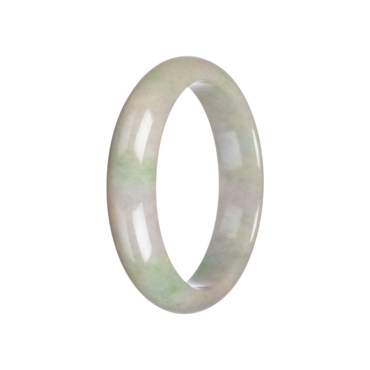 Real Grade A Lavender and Green Traditional Jade Bangle Bracelet - 59mm Half Moon