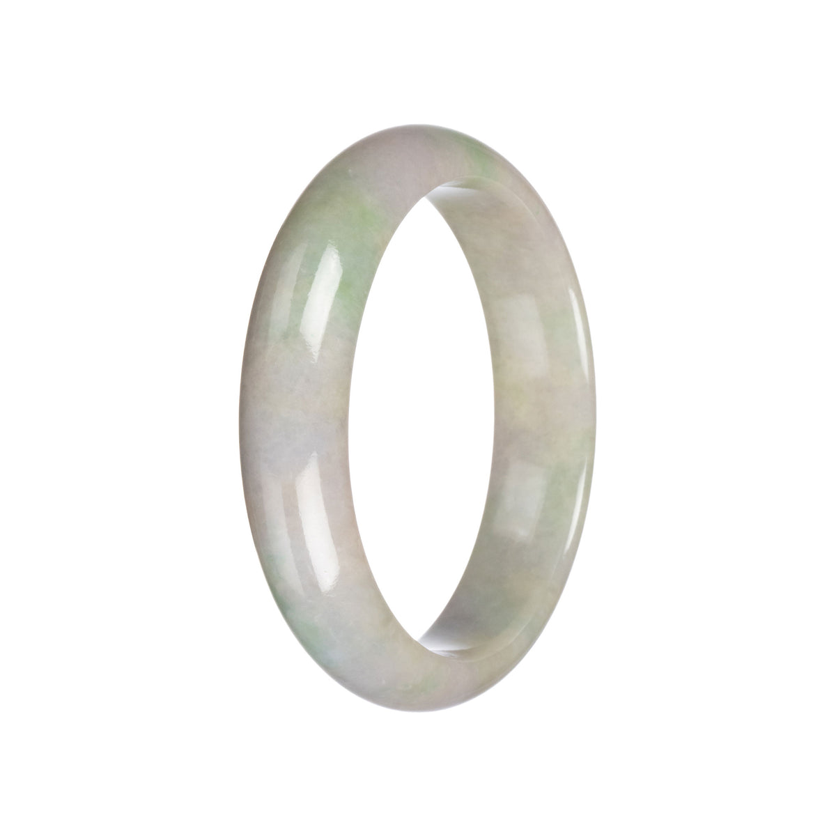 Real Grade A Lavender and Green Traditional Jade Bangle Bracelet - 59mm Half Moon