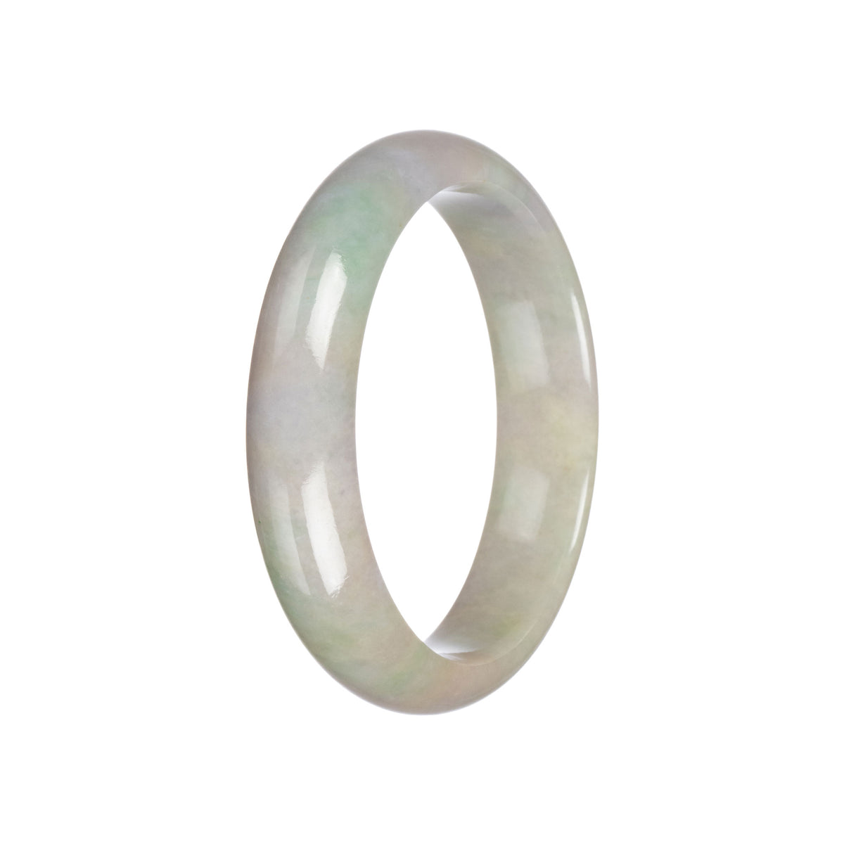 Real Grade A Lavender and Green Traditional Jade Bangle Bracelet - 59mm Half Moon