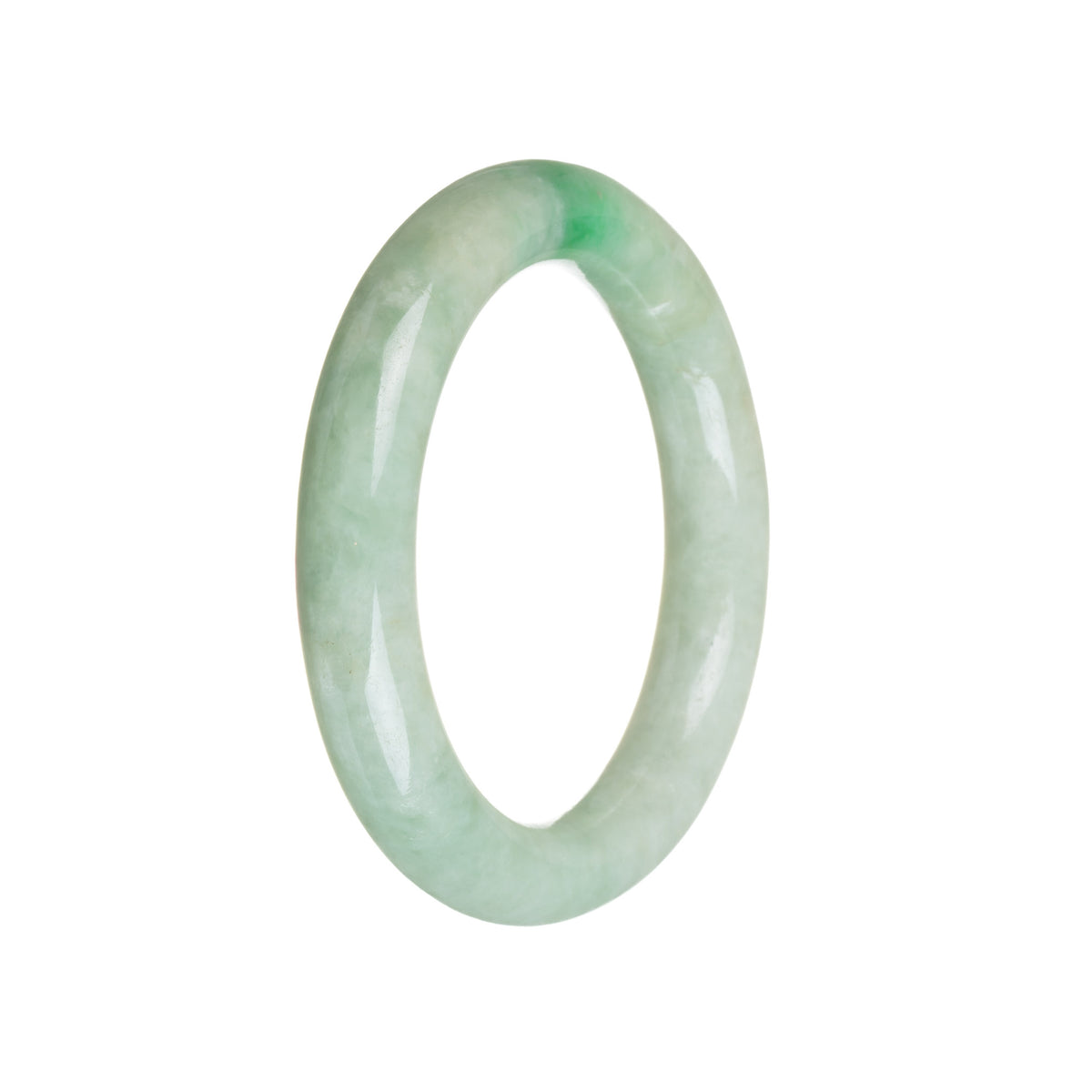 Genuine Natural Green with emerald green Jade Bangle - 54mm Round