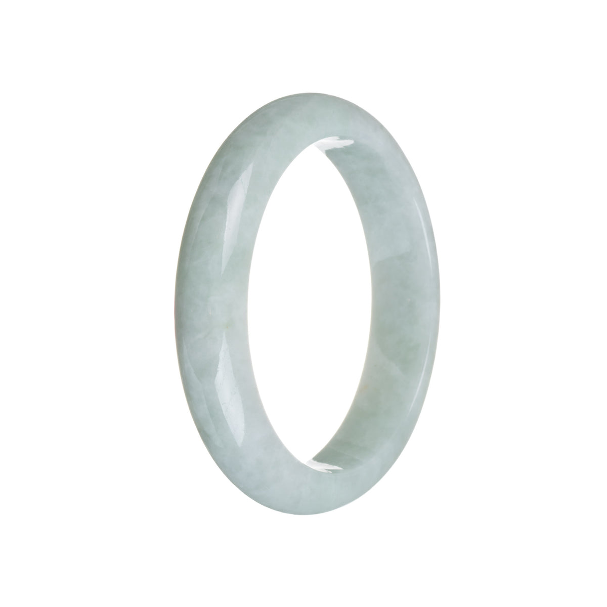 Real Type A White Jadeite Jade Bangle - 59mm Half Moon