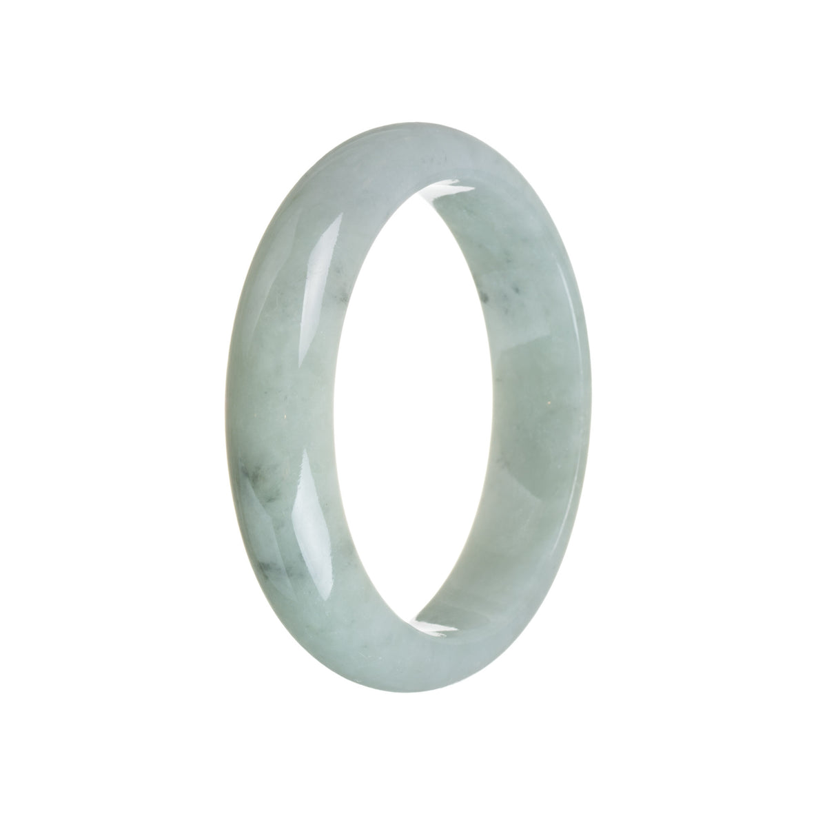 Genuine Natural Grey Burma Jade Bangle - 59mm Half Moon