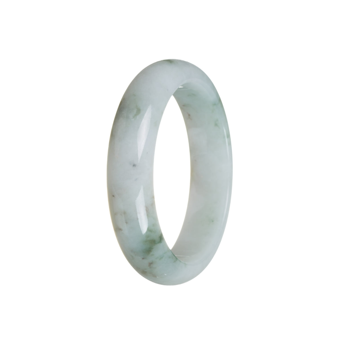 Certified Grade A White Jadeite Bangle Bracelet - 59mm Half Moon