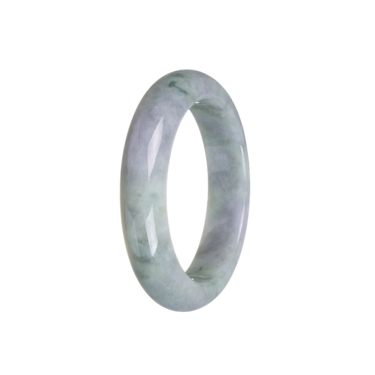 Authentic Natural Greyish Lavender and Green Jadeite Bangle - 55mm Half Moon