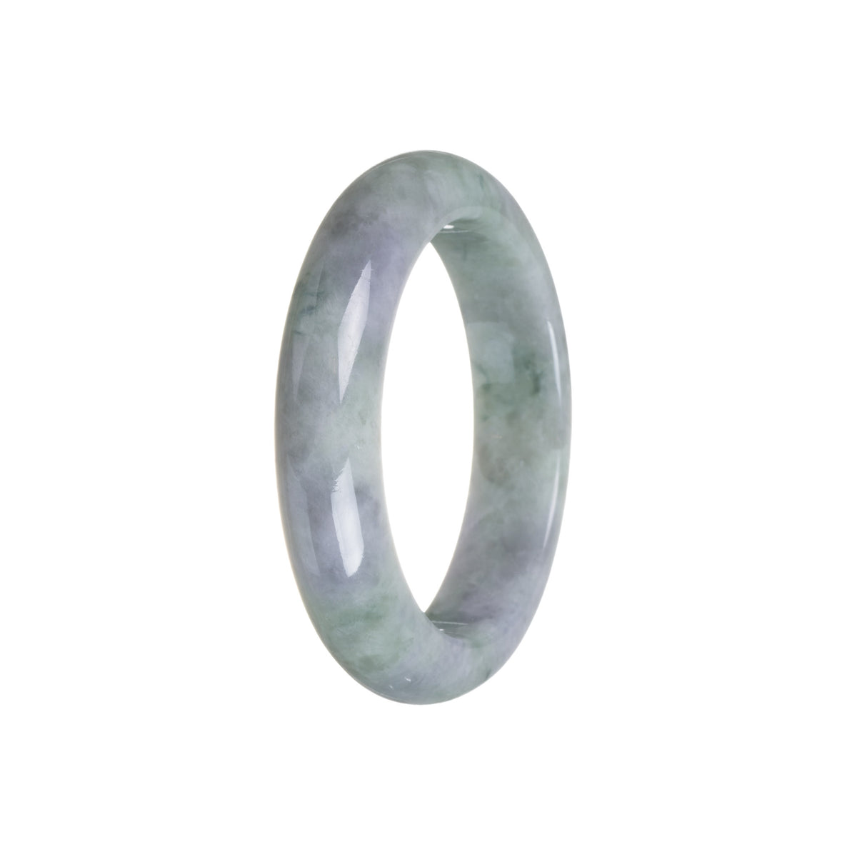 Authentic Natural Greyish Lavender and Green Jadeite Bangle - 55mm Half Moon