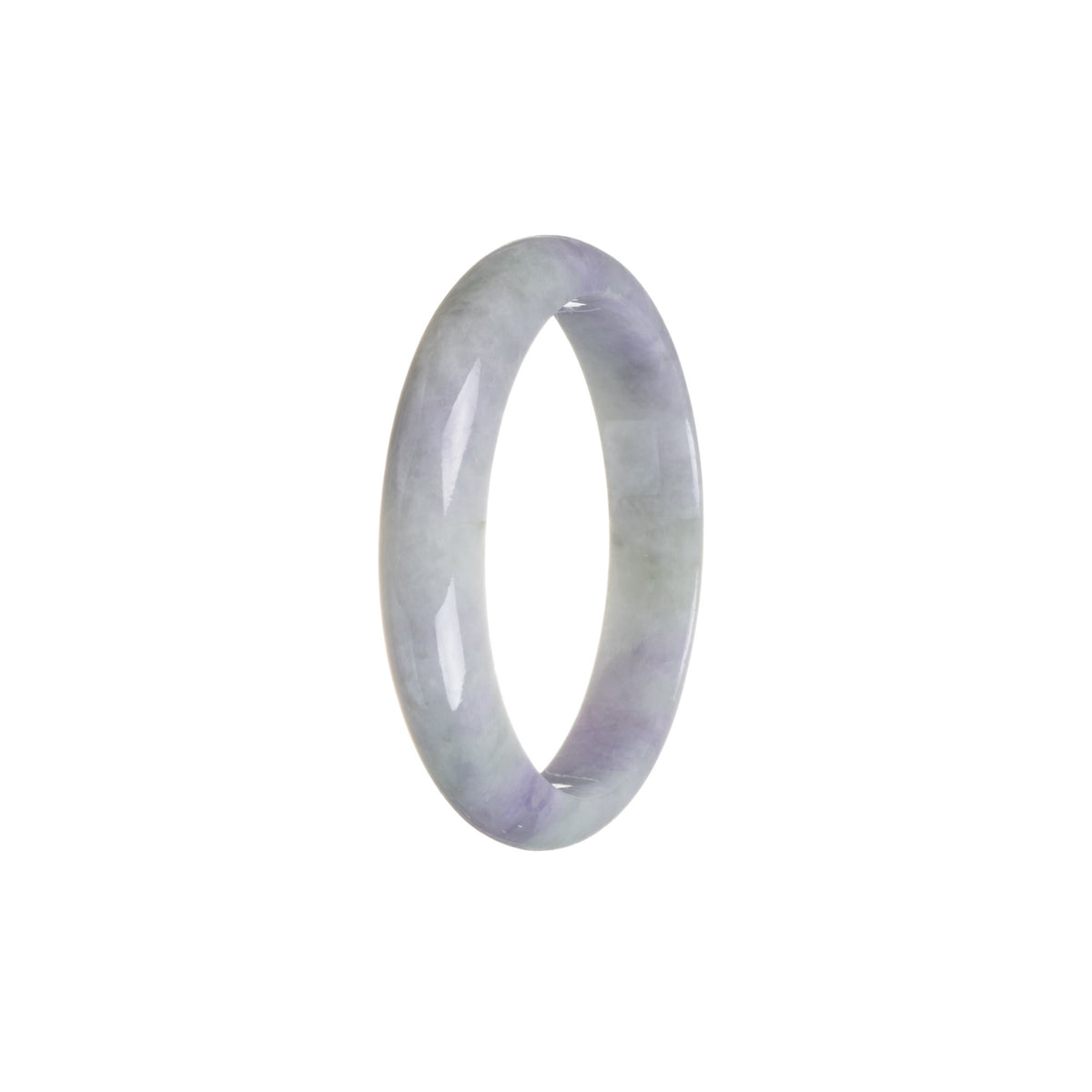 Authentic Grade A Lavender Burmese Jade Bangle Bracelet - 52mm Half Moon