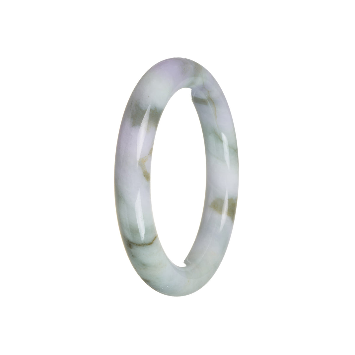 Certified Grade A Green with Lavender Jadeite Jade Bangle - 56mm Round