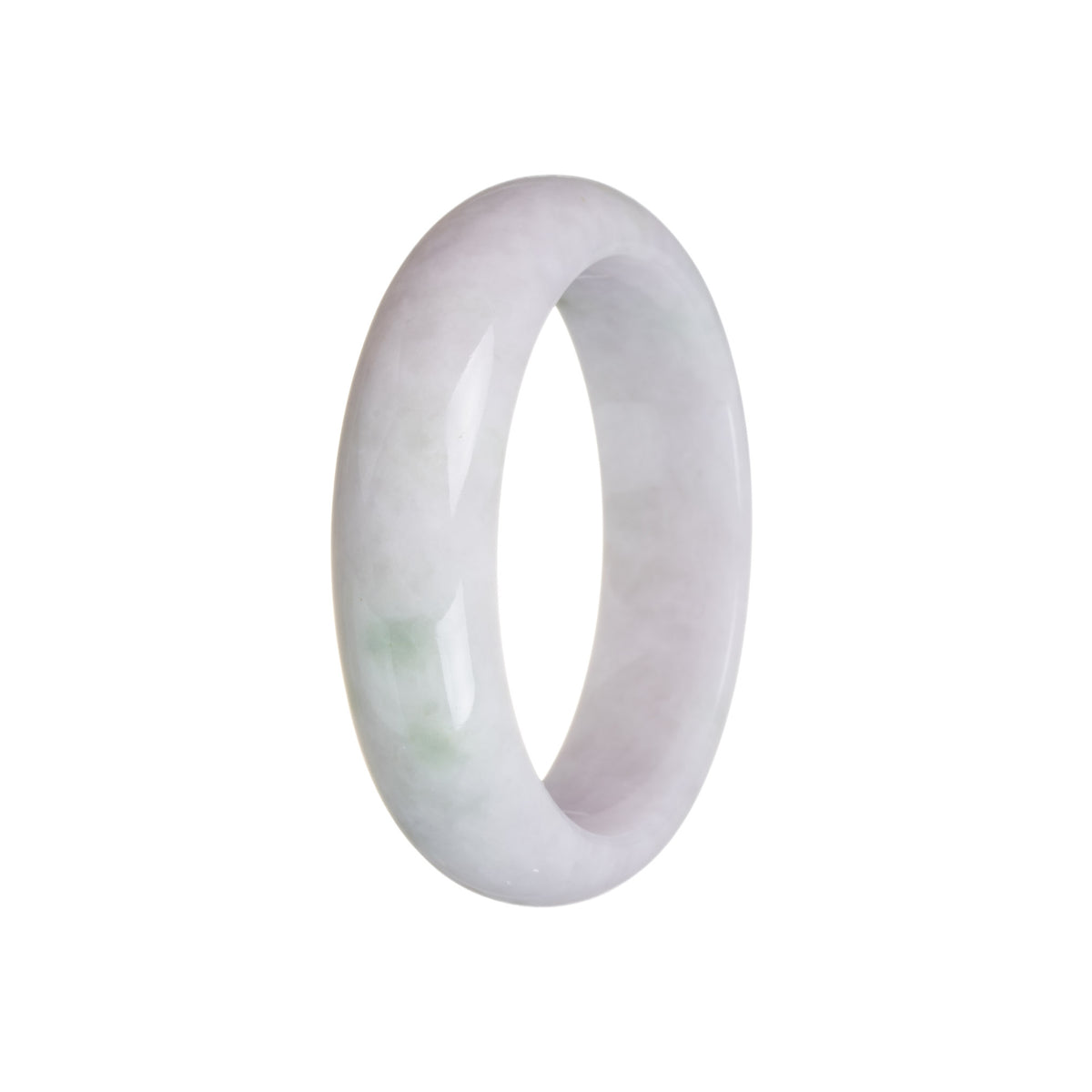 Genuine Natural White with Green Pattern Jadeite Bangle Bracelet - 58mm Half Moon