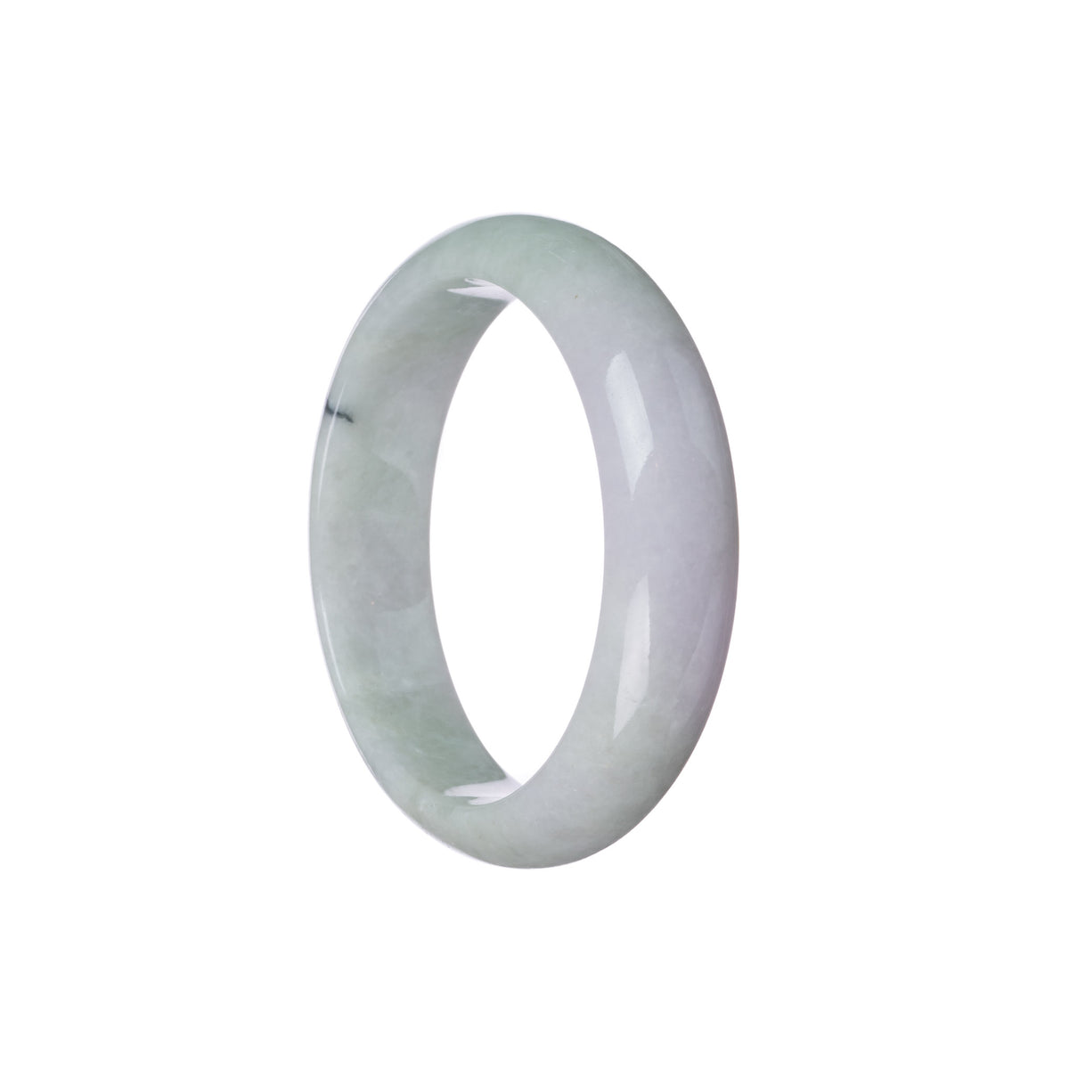 Real Natural Pale green with lavender Burmese Jade Bangle - 55mm Half Moon