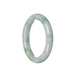 Genuine Grade A Green with Light Grey Burma Jade Bracelet - 55mm Round
