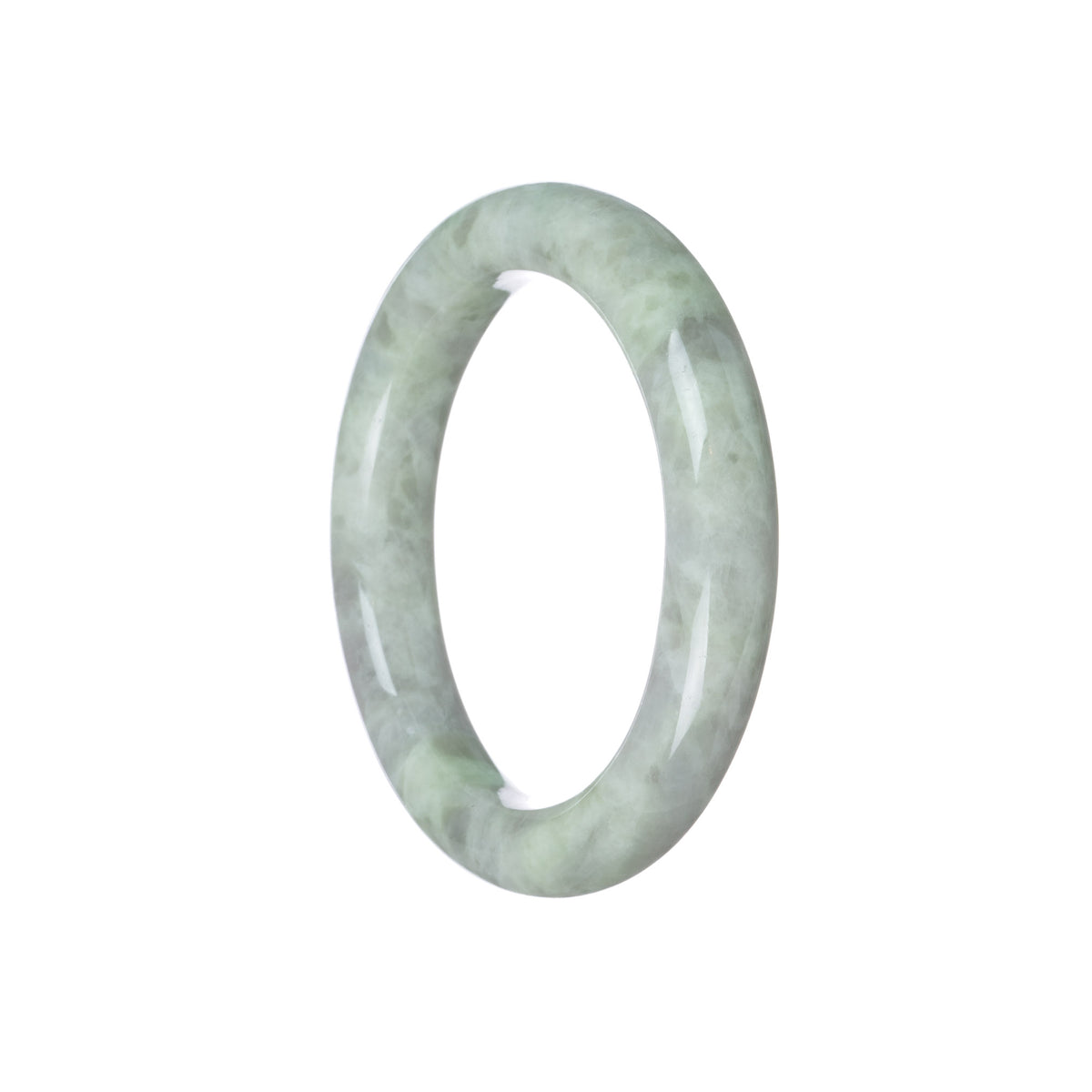 Genuine Untreated Green and Light Grey Jadeite Jade Bracelet - 55mm Round