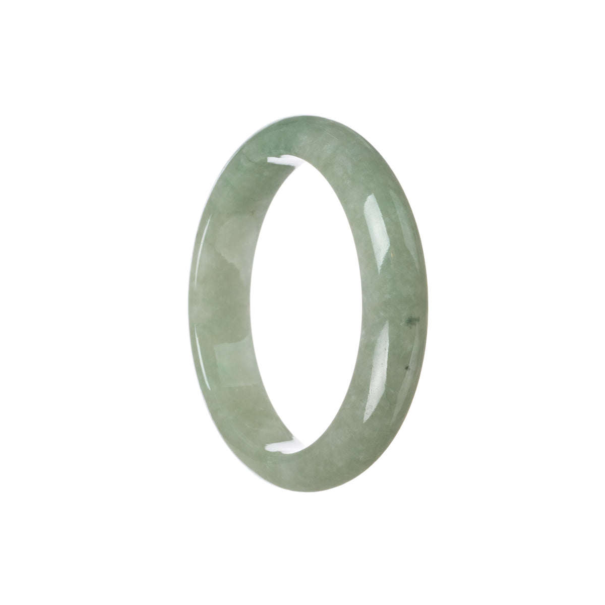 Authentic Untreated Green Burma Jade Bracelet - 55mm Half Moon