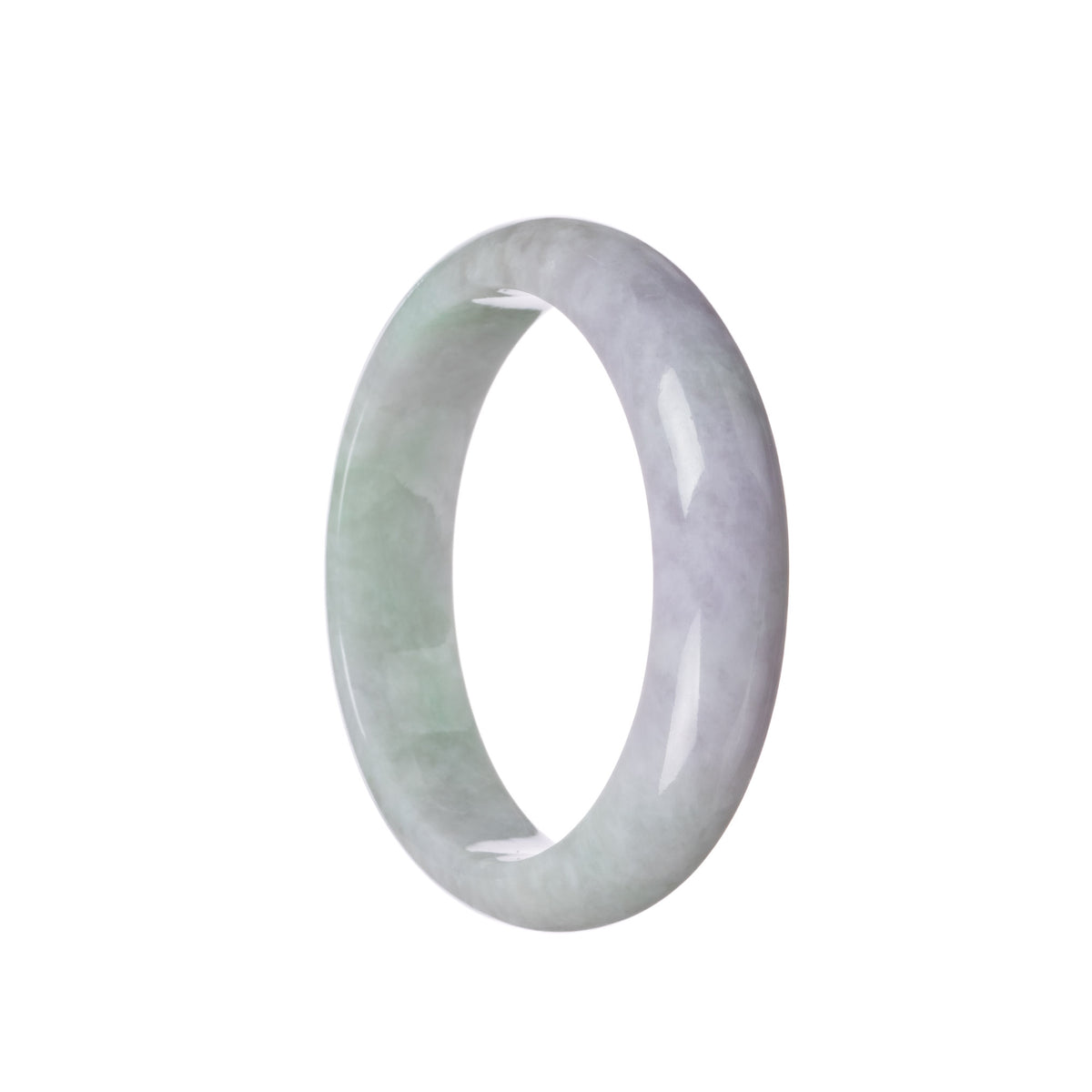 Genuine Natural Pale Greyish Lavender with Light Green Burmese Jade Bracelet - 58mm Half Moon