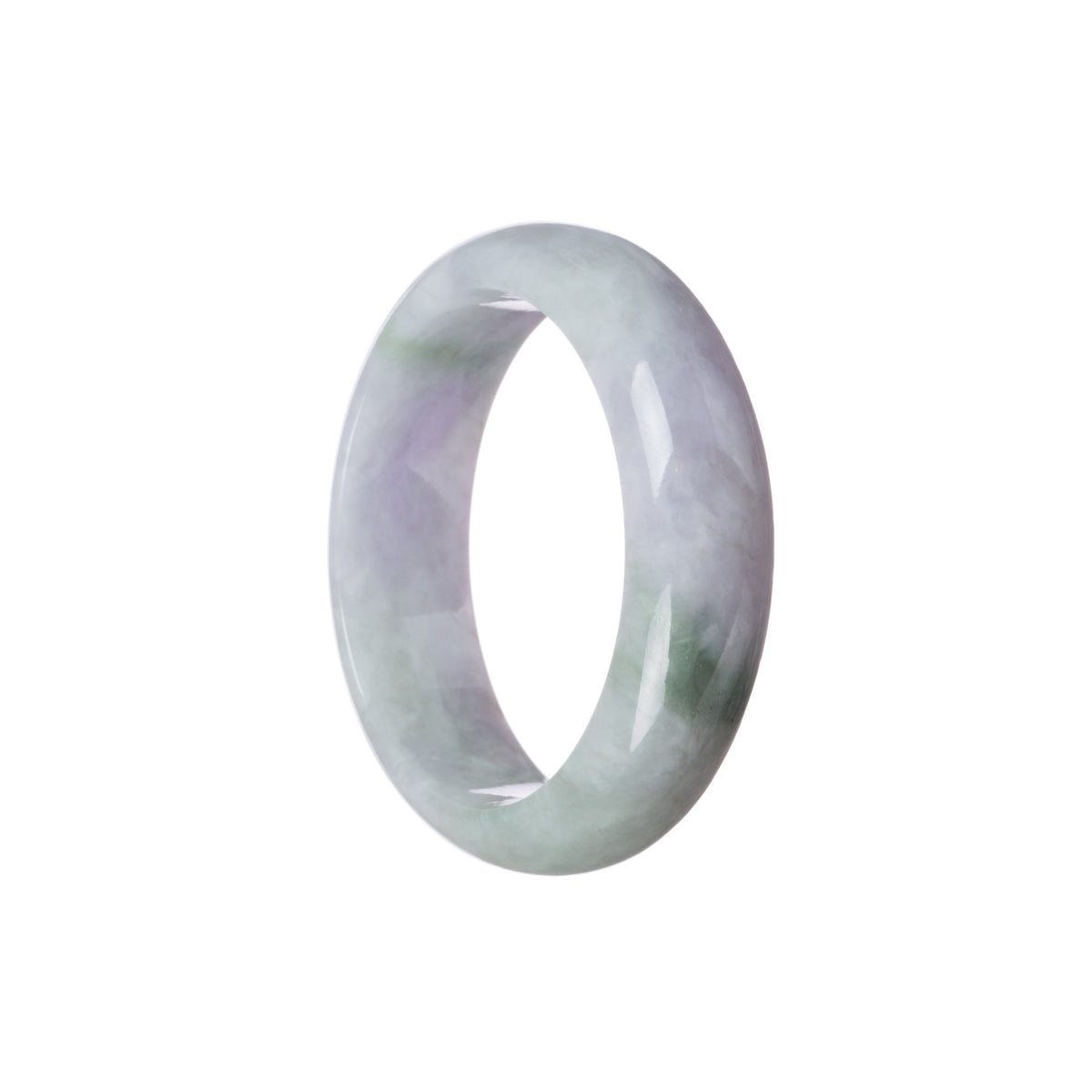 Authentic Grade A Pale Lavender with Green Patch Jadeite Jade Bangle Bracelet - 52mm Half Moon