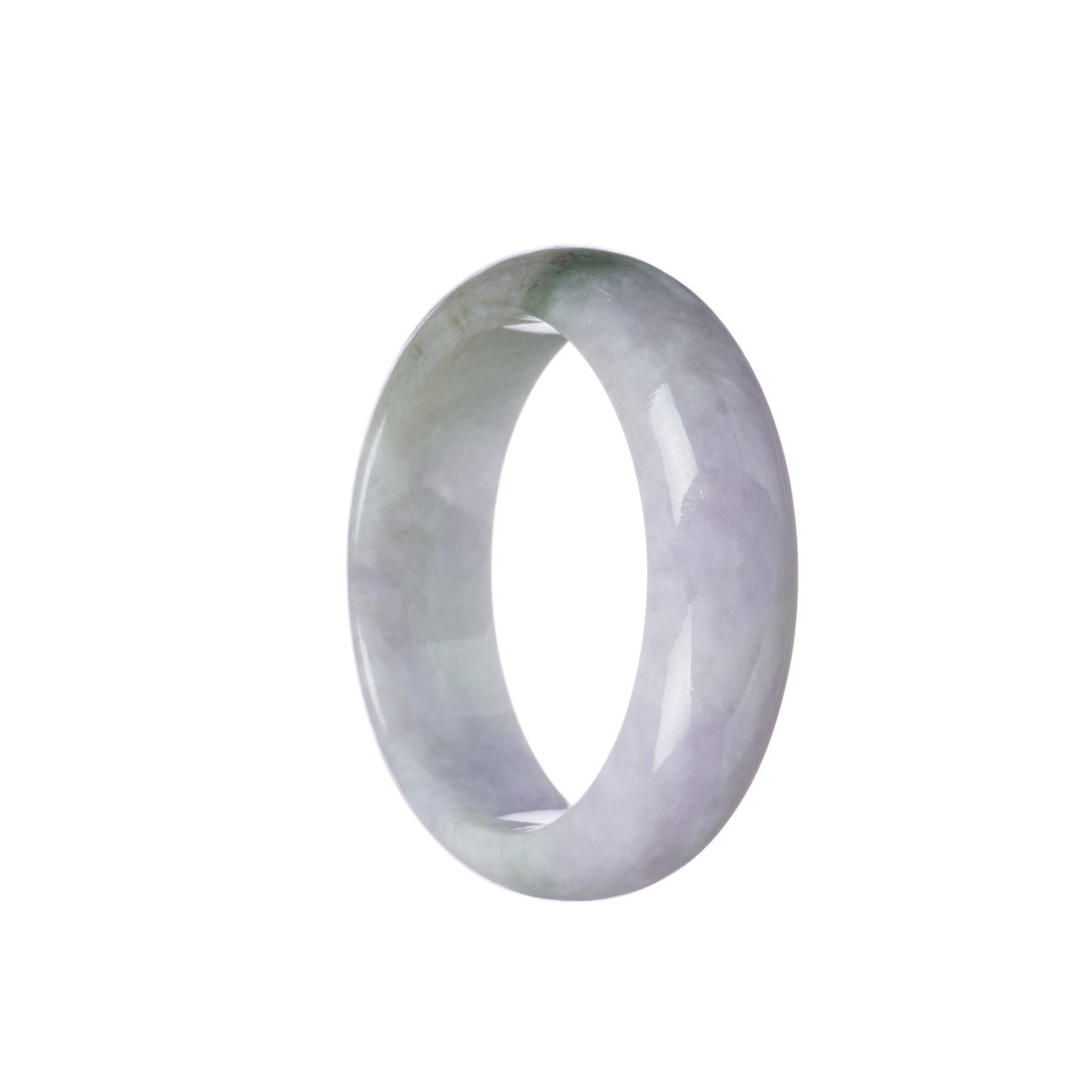 Authentic Grade A Pale Lavender with Green Patch Jadeite Jade Bangle Bracelet - 52mm Half Moon