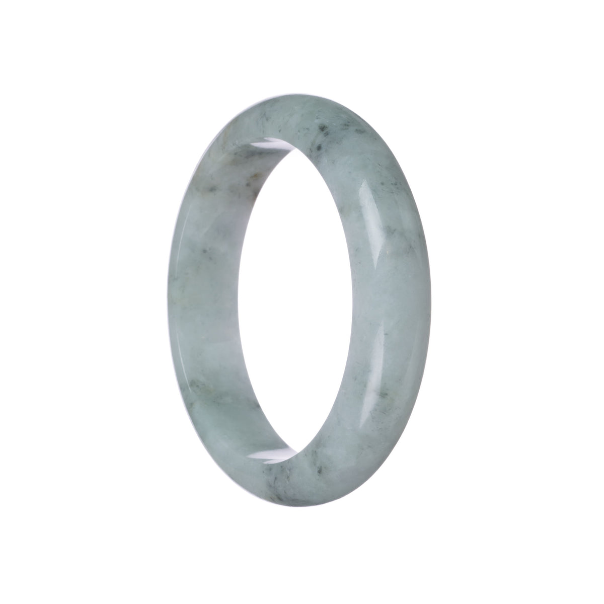 Genuine Grade A Grey Jadeite Jade Bracelet - 61mm Half Moon